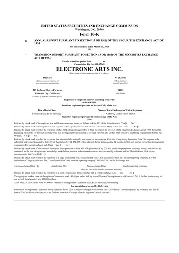 Thumbnail Electronic Arts 10-K Annual Report 2016