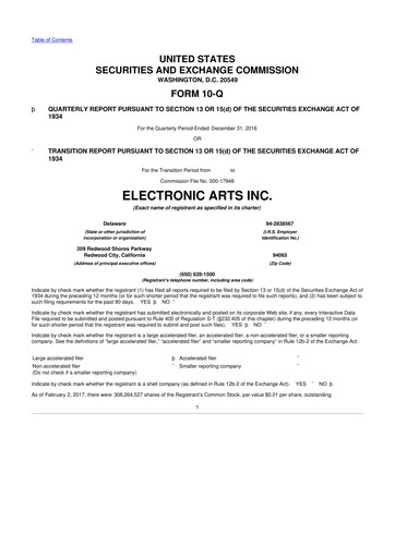 Thumbnail Electronic Arts 10-Q Quarterly Report FY2017 