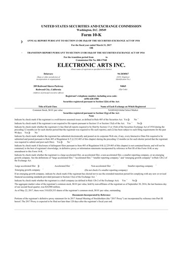 Thumbnail Electronic Arts 10-K Annual Report 2017