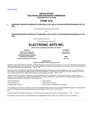 Thumbnail Electronic Arts 10-Q Quarterly Report FY2019 