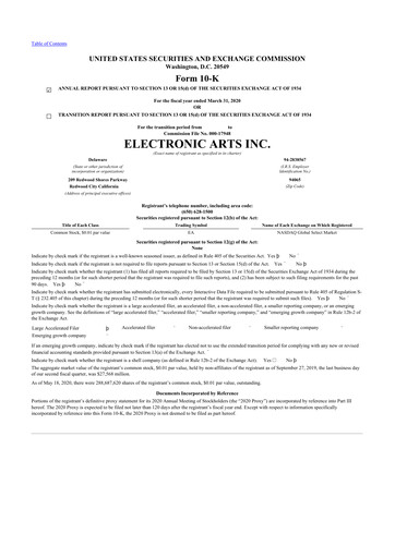 Thumbnail Electronic Arts 10-K Annual Report 2020