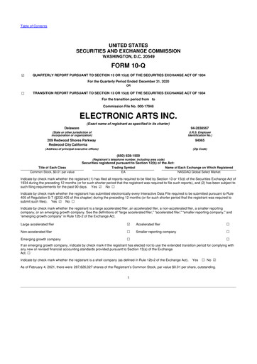 Thumbnail Electronic Arts 10-Q Quarterly Report FY2021 