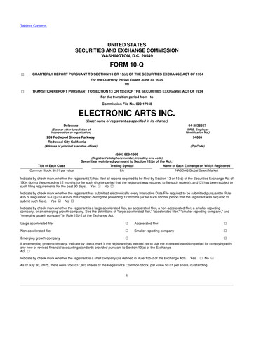 Thumbnail Electronic Arts 10-Q Quarterly Report FY2026 