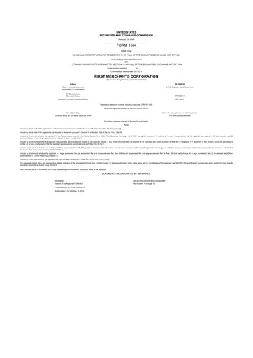 Miniature First Merchants Corporation
 10-K Rapport annuel 2013