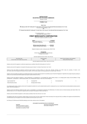 Miniature First Merchants Corporation
 10-K Rapport annuel 2021
