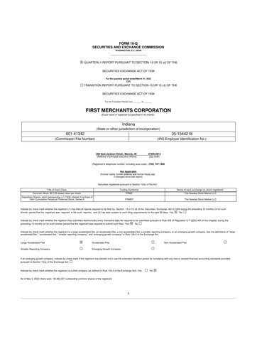 Thumbnail First Merchants Corporation
 10-Q Quarterly Report FY2022 