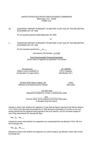 Thumbnail First Commonwealth Financial Corp 10-Q Quarterly Report FY 