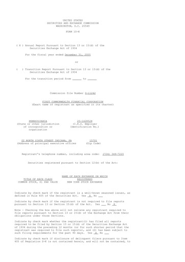 Thumbnail First Commonwealth Financial Corp 10-K Annual Report 