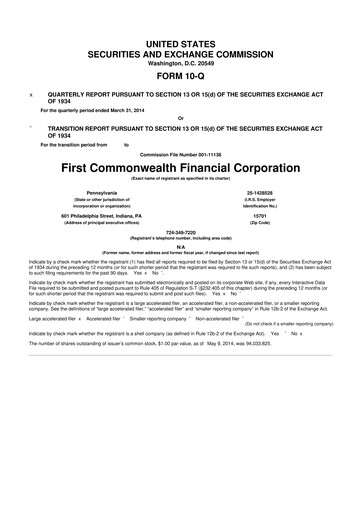 Thumbnail First Commonwealth Financial Corp 10-Q Quarterly Report FY2014 