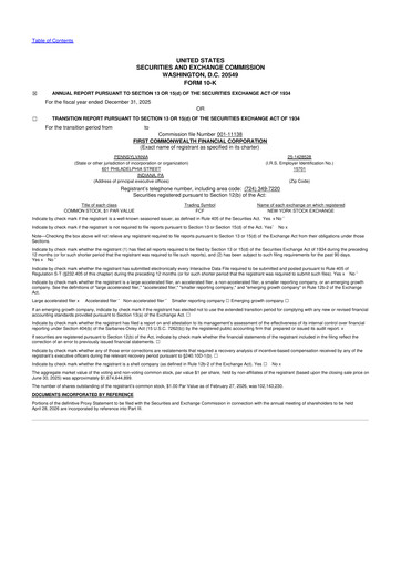 Vorschaubild First Commonwealth Financial Corp 10-K Jahresbericht 2025