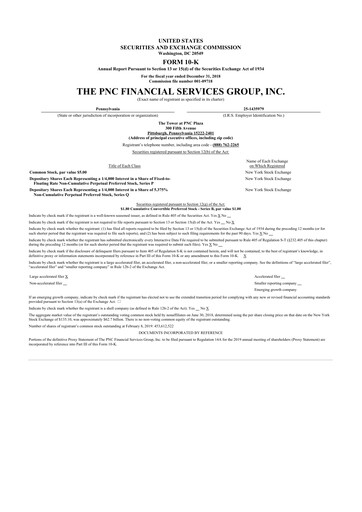 Thumbnail PNC Financial Services 10-K Annual Report 2018