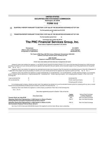 Thumbnail PNC Financial Services 10-Q Quarterly Report FY2019 