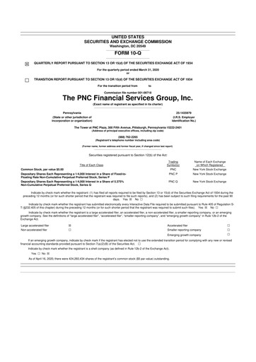 Thumbnail PNC Financial Services 10-Q Quarterly Report FY2020 