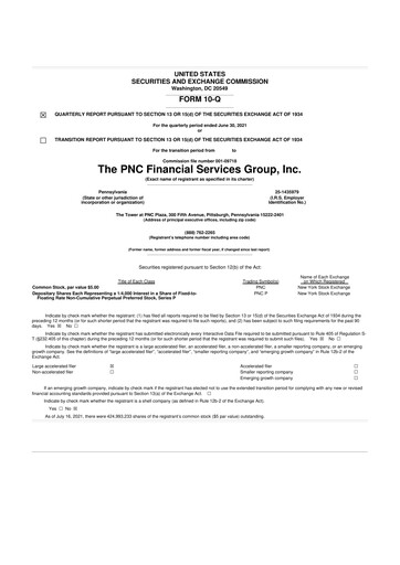 Thumbnail PNC Financial Services 10-Q Quarterly Report FY2021 
