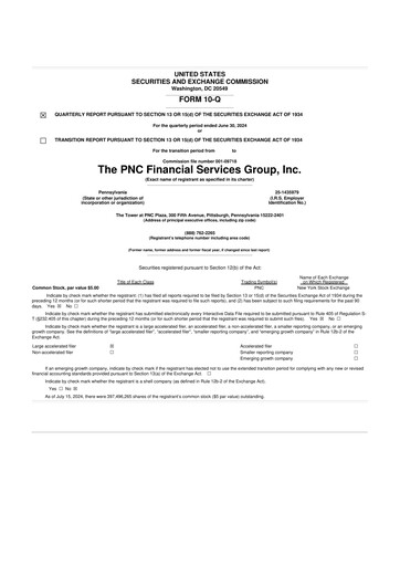 Thumbnail PNC Financial Services 10-Q Quarterly Report FY2024 