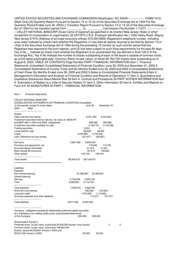 Thumbnail Valley Bank 10-Q Quarterly Report FY 