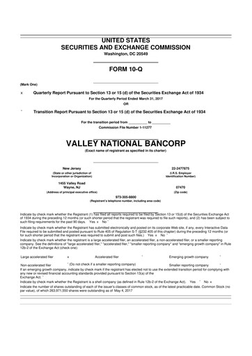 Thumbnail Valley Bank 10-Q Quarterly Report FY2017 