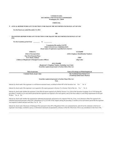 Thumbnail First Financial 10-K Annual Report 2014