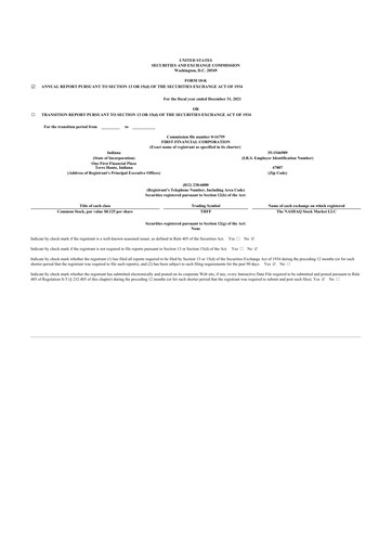 Thumbnail First Financial 10-K Annual Report 2021