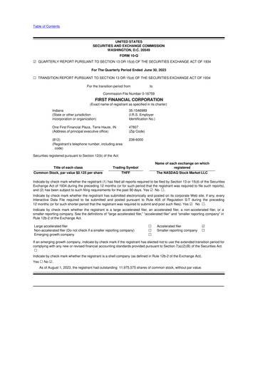 Thumbnail First Financial 10-Q Quarterly Report FY2023 