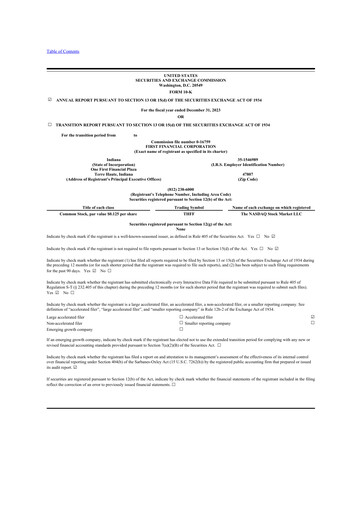 Thumbnail First Financial 10-K Annual Report 2023