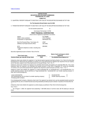 Thumbnail First Financial 10-Q Quarterly Report FY2026 