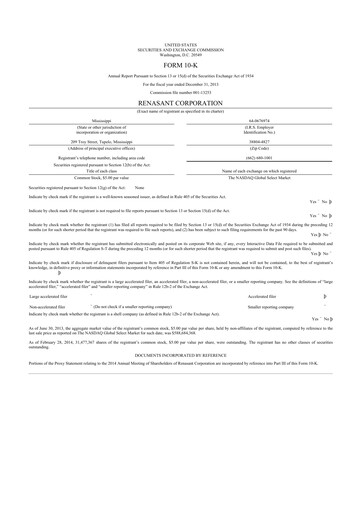 Miniature Renasant Corp 10-K Rapport annuel 2013