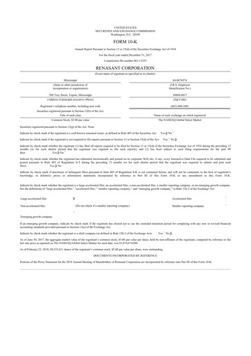 Miniature Renasant Corp 10-K Rapport annuel 2017