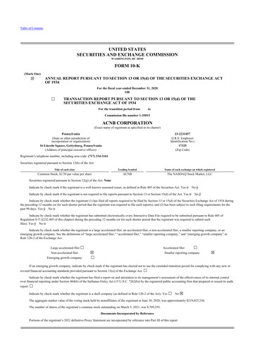 Thumbnail ACNB Corporation
 10-K Annual Report 2020