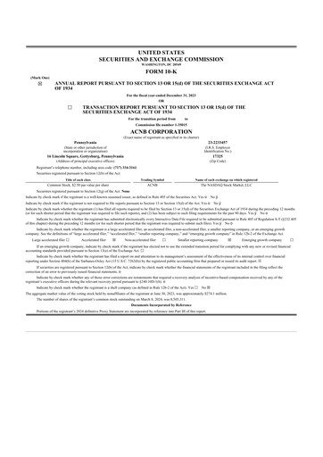 Thumbnail ACNB Corporation
 10-K Annual Report 2023