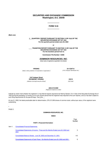 Thumbnail Dominion Energy 10-Q Quarterly Report FY 