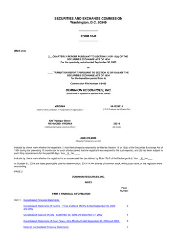 Thumbnail Dominion Energy 10-Q Quarterly Report FY 