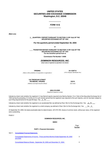 Thumbnail Dominion Energy 10-Q Quarterly Report FY 