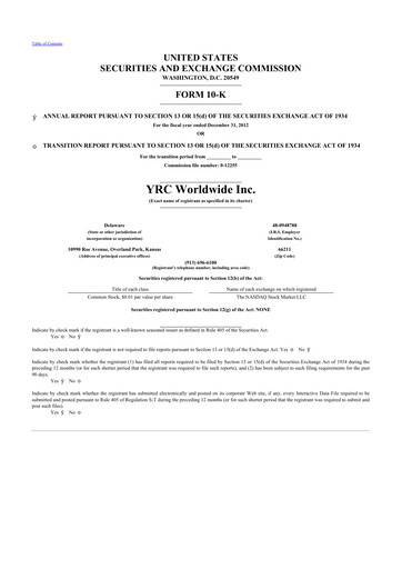 Thumbnail Yellow Corporation 10-K Annual Report 2012