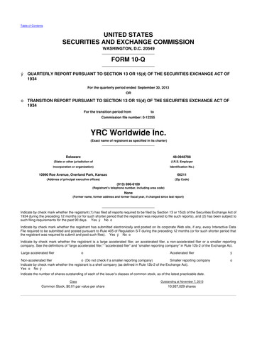 Thumbnail Yellow Corporation 10-Q Quarterly Report FY2013 