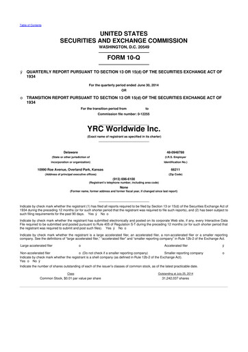 Thumbnail Yellow Corporation 10-Q Quarterly Report FY2014 