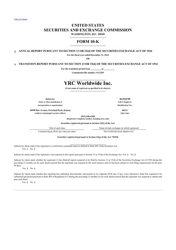 Thumbnail Yellow Corporation 10-K Annual Report 2014