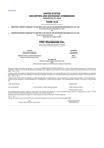 Thumbnail Yellow Corporation 10-Q Quarterly Report FY2017 