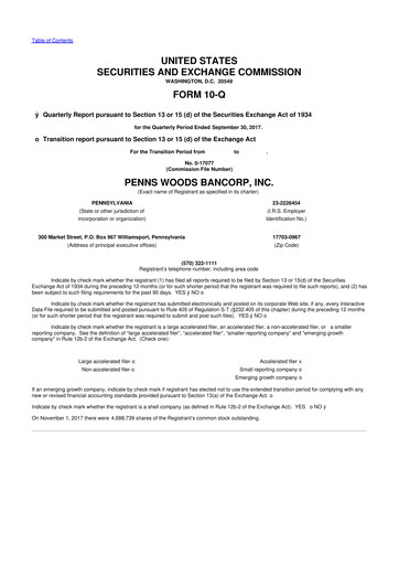 Thumbnail Penns Woods Bancorp 10-Q Quarterly Report FY2017 