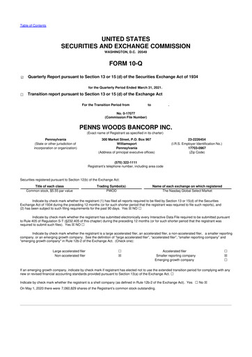 Thumbnail Penns Woods Bancorp 10-Q Quarterly Report FY2021 