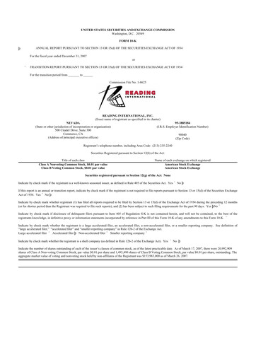 Thumbnail Reading International
 10-K Annual Report 