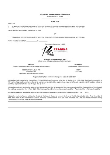 Thumbnail Reading International
 10-Q Quarterly Report FY 