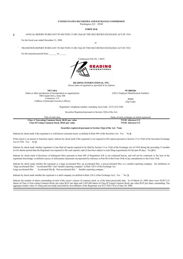 Thumbnail Reading International
 10-K Annual Report 