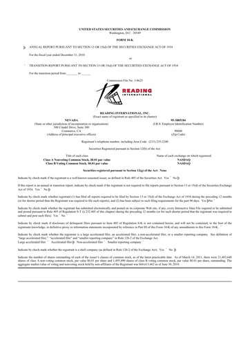 Thumbnail Reading International
 10-K Annual Report 