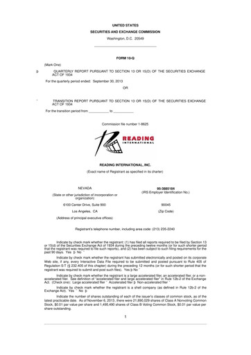 Thumbnail Reading International
 10-Q Quarterly Report FY 