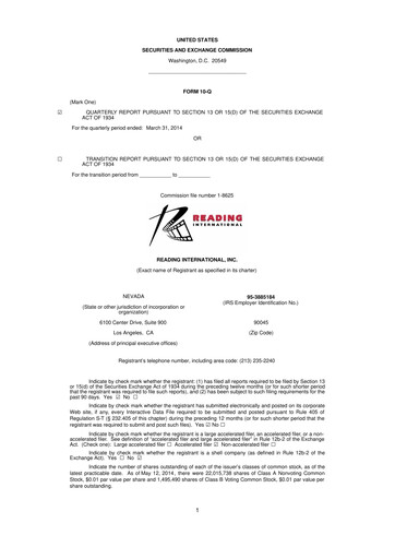 Thumbnail Reading International
 10-Q Quarterly Report FY 