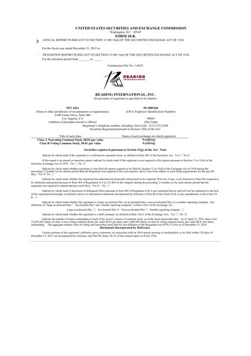 Thumbnail Reading International
 10-K Annual Report 2015