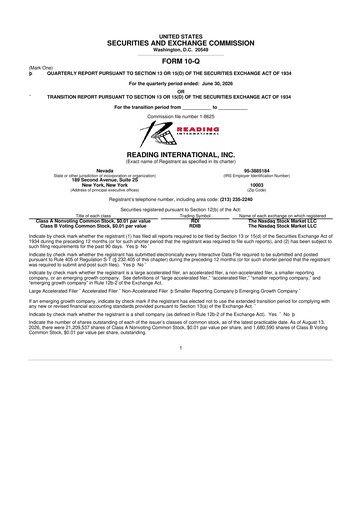 Thumbnail Reading International
 10-Q Quarterly Report FY2026 