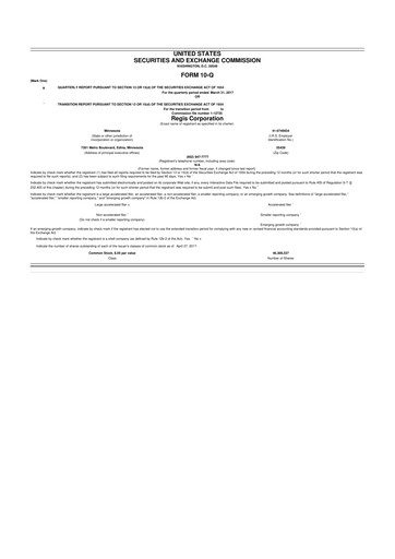 Thumbnail Regis Corporation
 10-Q Quarterly Report FY2017 