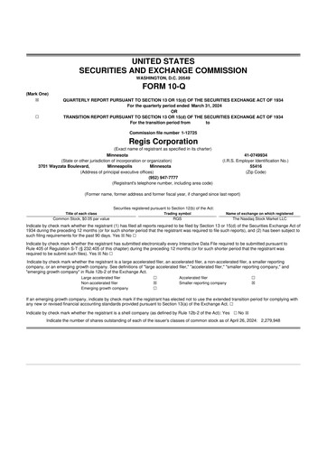 Thumbnail Regis Corporation
 10-Q Quarterly Report FY2024 